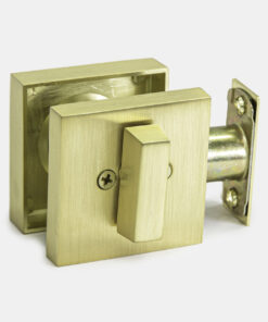 Square deadbolt satin brass finish, available keyed different and keyed alike